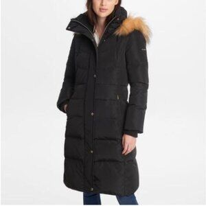 NEW KARL LAGERFELD PARIS WOMEN'S BLACK LONG DOWN JACKET PUFFER COAT HOODED Sz S